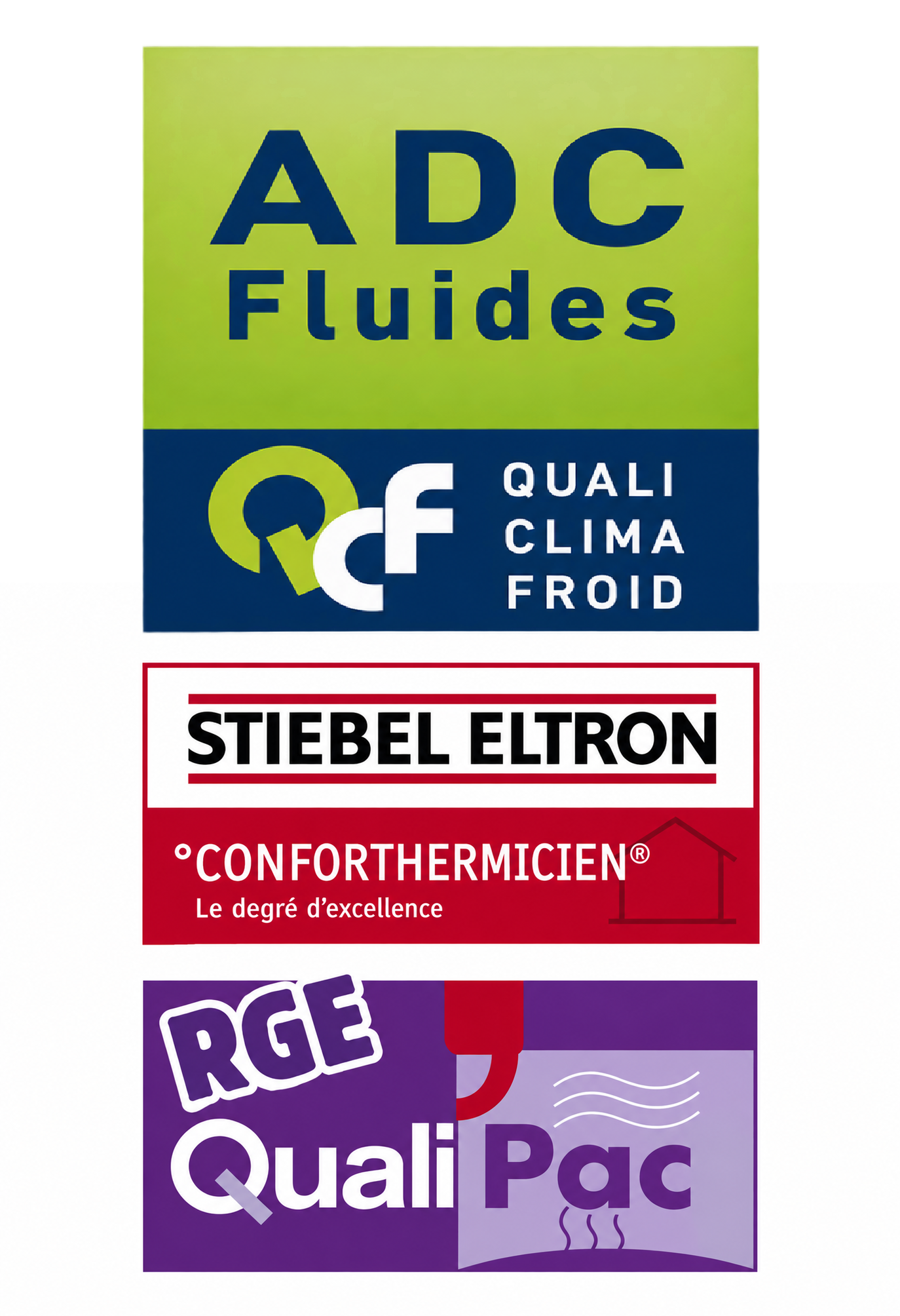 logos certifs FP Chauffage, nos agréments et certifications techniques professionnels.
